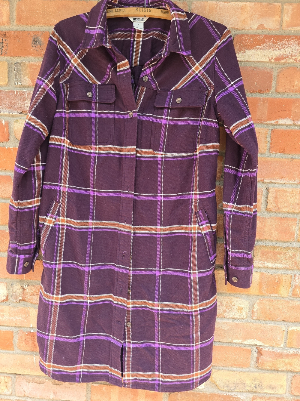 Purple Plaid Button-Down Shirt Dress